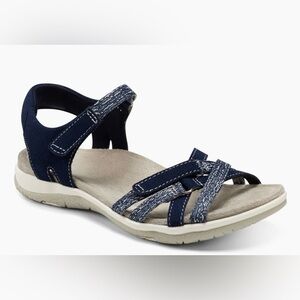 Earth Origins Sofia Sandals Womens 8M Navy Comfort Strappy Backstrap EUC